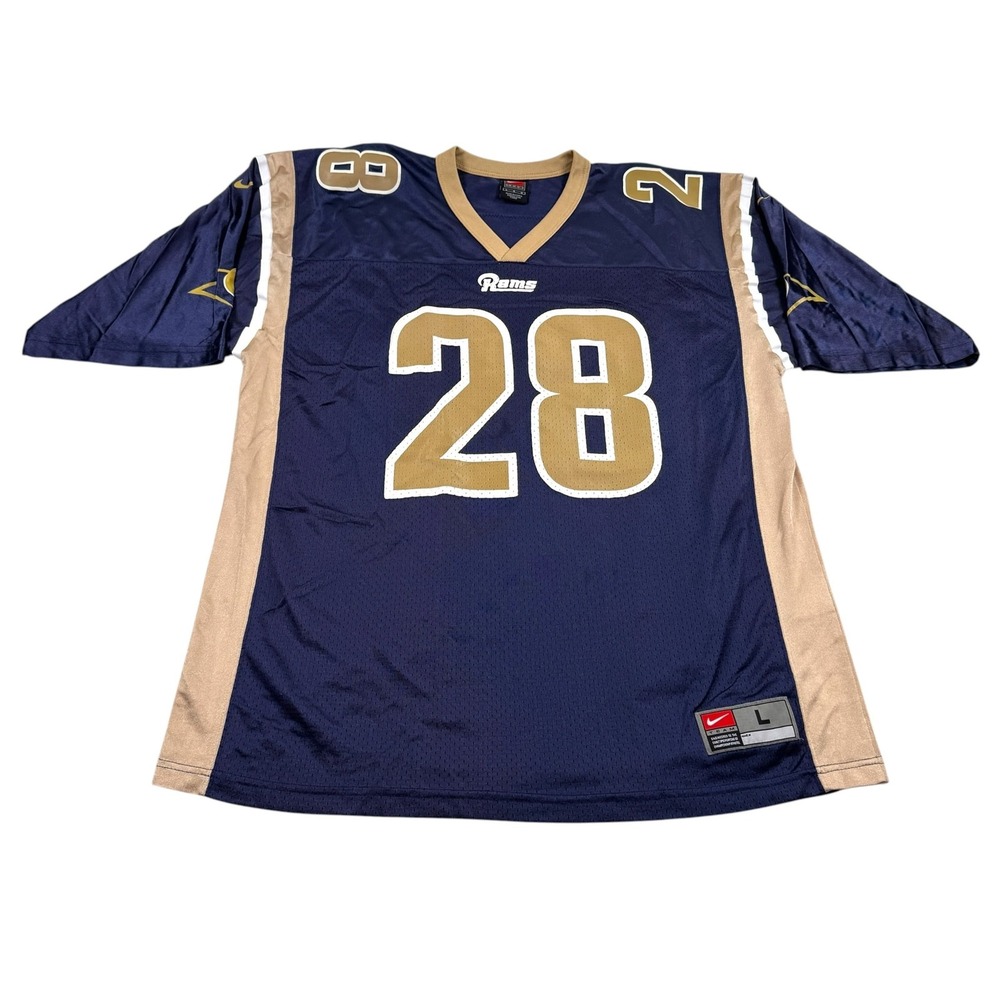 Vintage St. Louis Rams Football Jersey Mens L Blue NFL Nike Faulk 28 Throwback